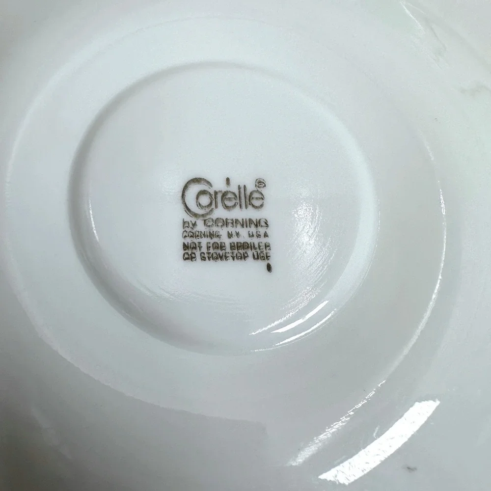 Vtg Corelle Replacement Saucers Green Band Wildflower Meadow Strawberry Set 3